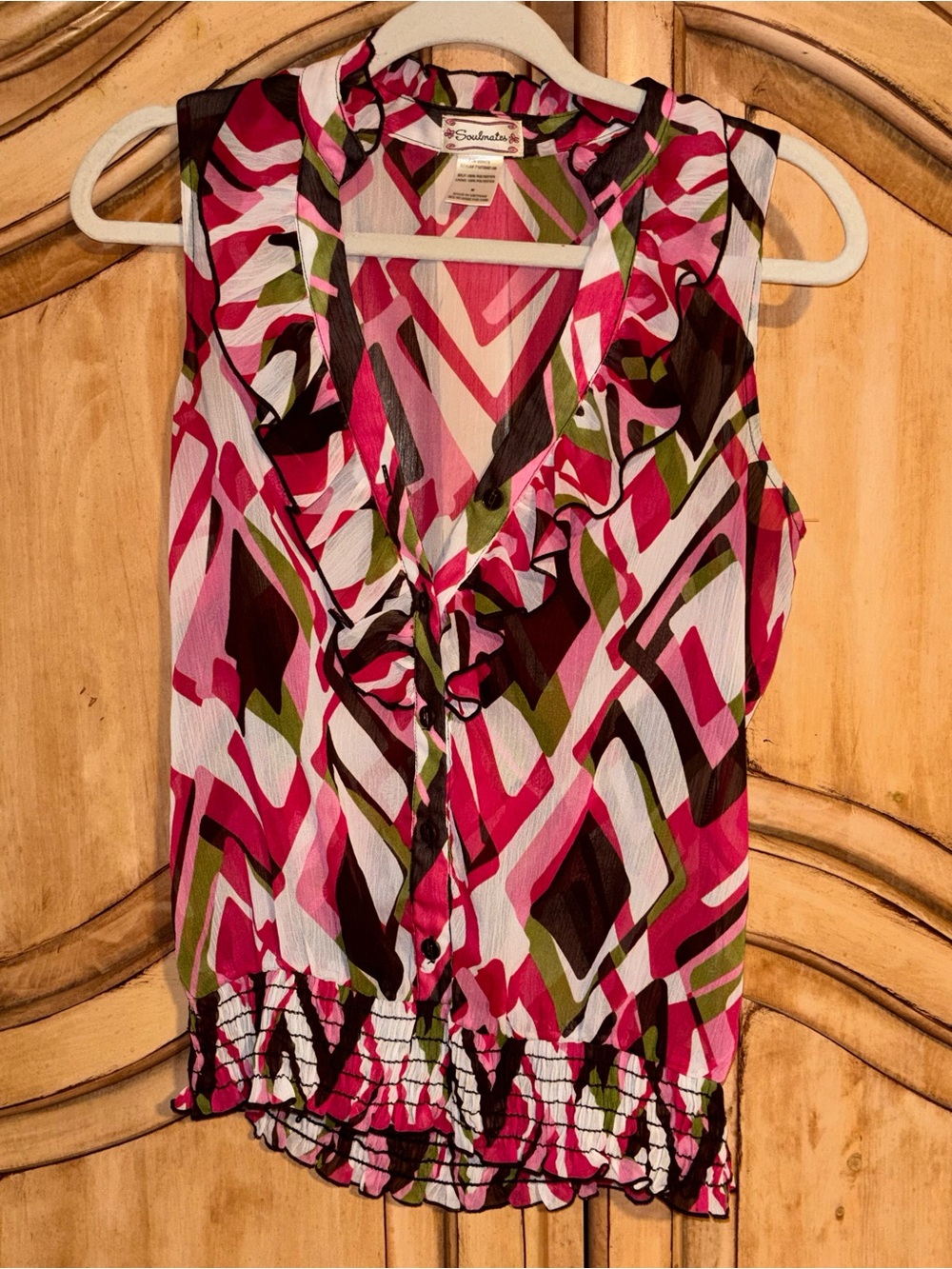 Y2K pink Ruffle blouse